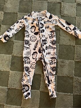 Black & White Graphic Print Kids One-Piece